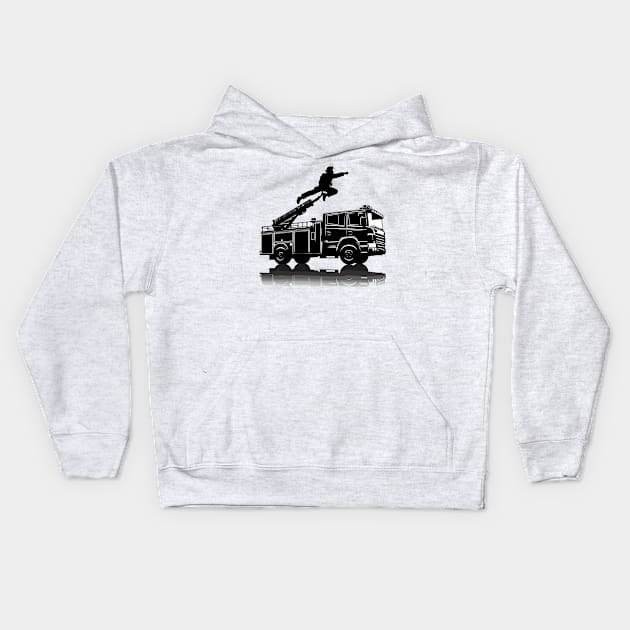 Fire Truck Kids Hoodie by Vehicles-Art